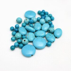 Gemstone Bead Mix - Shades of Blue - Blue Howlite & Turquoise - BEADLOT1